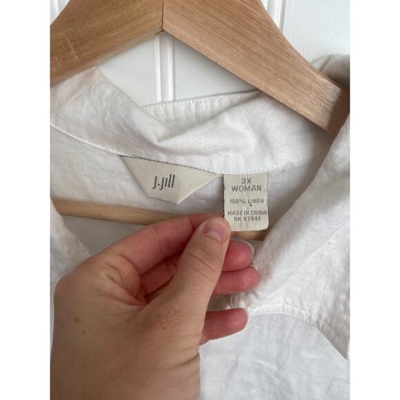 J. Jill Shirt Women's 3XL White 100% Linen Button Up Blouse, Short sleeve, light - Picture 3 of 4